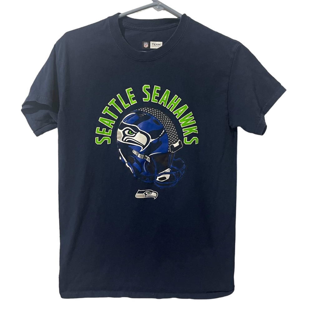 Seattle Seahawks Shirt Men Small‎ Blue Cotton Logo NFL Football Athletic Sports